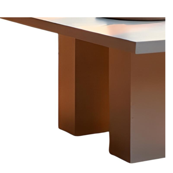 Table à manger rectangulaire en travertin plateau épais avec deux pieds rectangulaires épais 100 % travertin naturel. - Image 3
