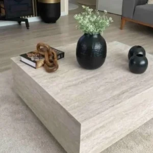 Table basse bloc (carrée/rectangle) en travertin | Rocca