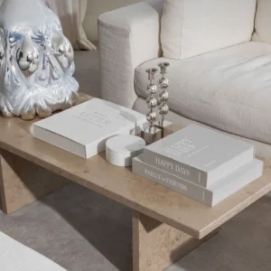 Table basse (carrée/rectangle) en travertin 2 pieds panneaux | Linea