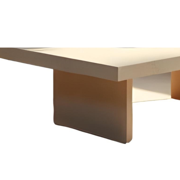 Table basse rectangulaire en travertin avec un plateau droit et 2 pieds "panneaux" - Image 3