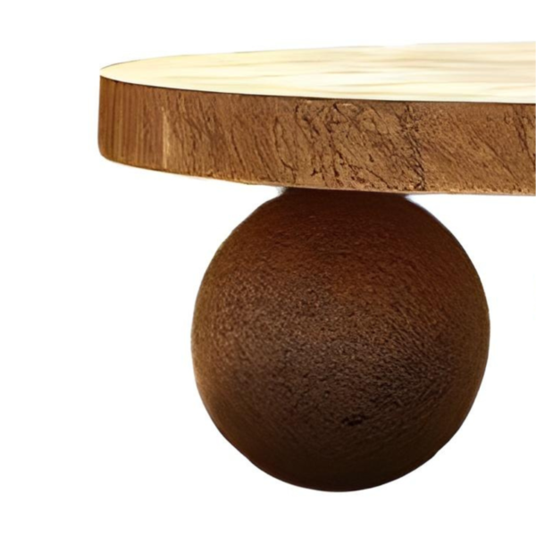 Table basse ronde en travertin lisse sur trio de boules en travertin - Image 3