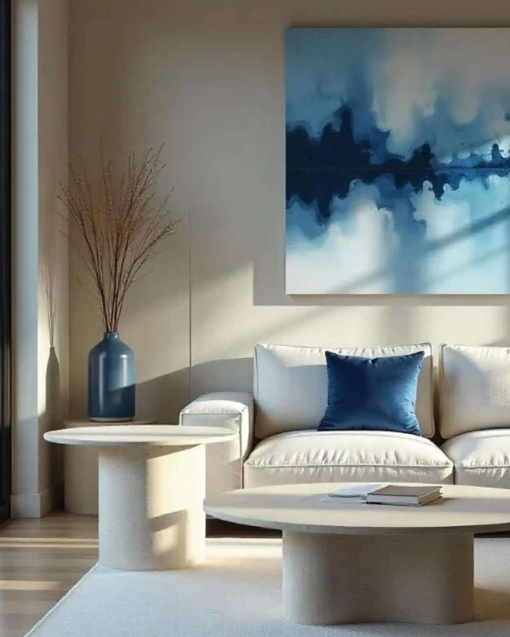 Table basse ronde en travertin pied central ondulé | Aurore