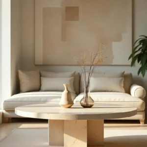 Table basse ronde en travertin pied en étoile | Stella