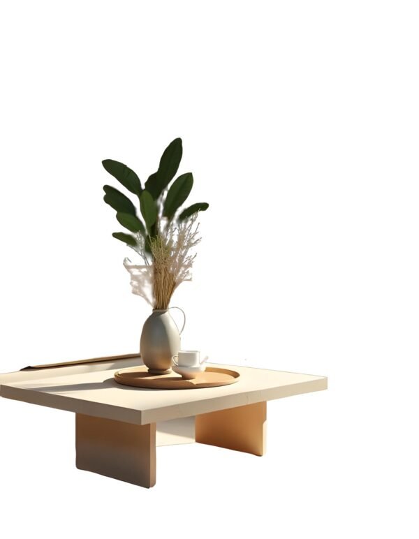 Table basse rectangulaire en travertin avec un plateau droit et 2 pieds "panneaux" - Image 2