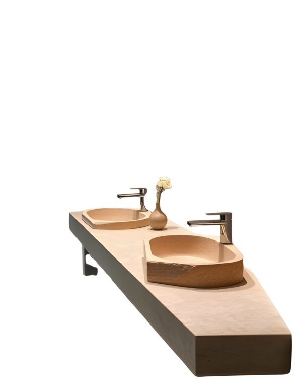 Double vasque luxe en travertin
