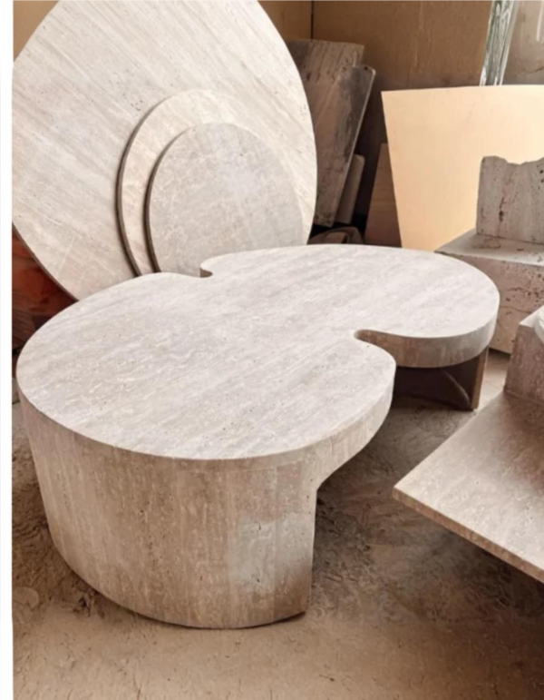 table basse en travertin ronde