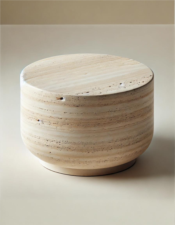 Table d'appoint ronde en bloc en Travertin
