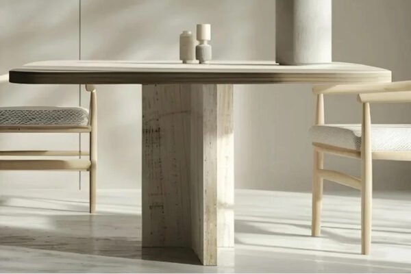 Table à manger carrée avec pieds en croix