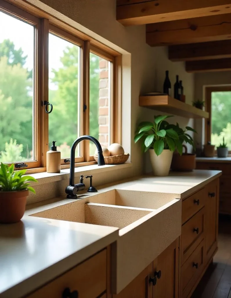 Vasque en travertin pour salle de bain