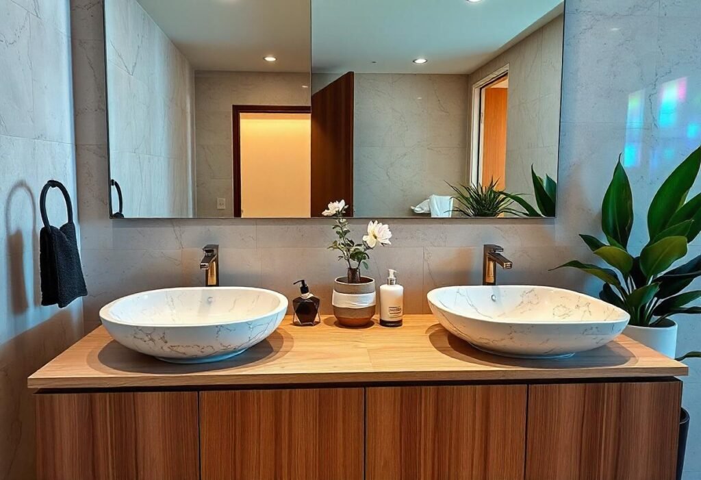 salle de bain en travertin​