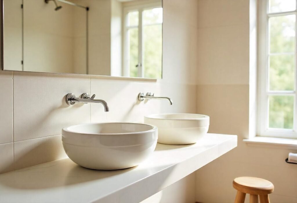 salle de bain en travertin