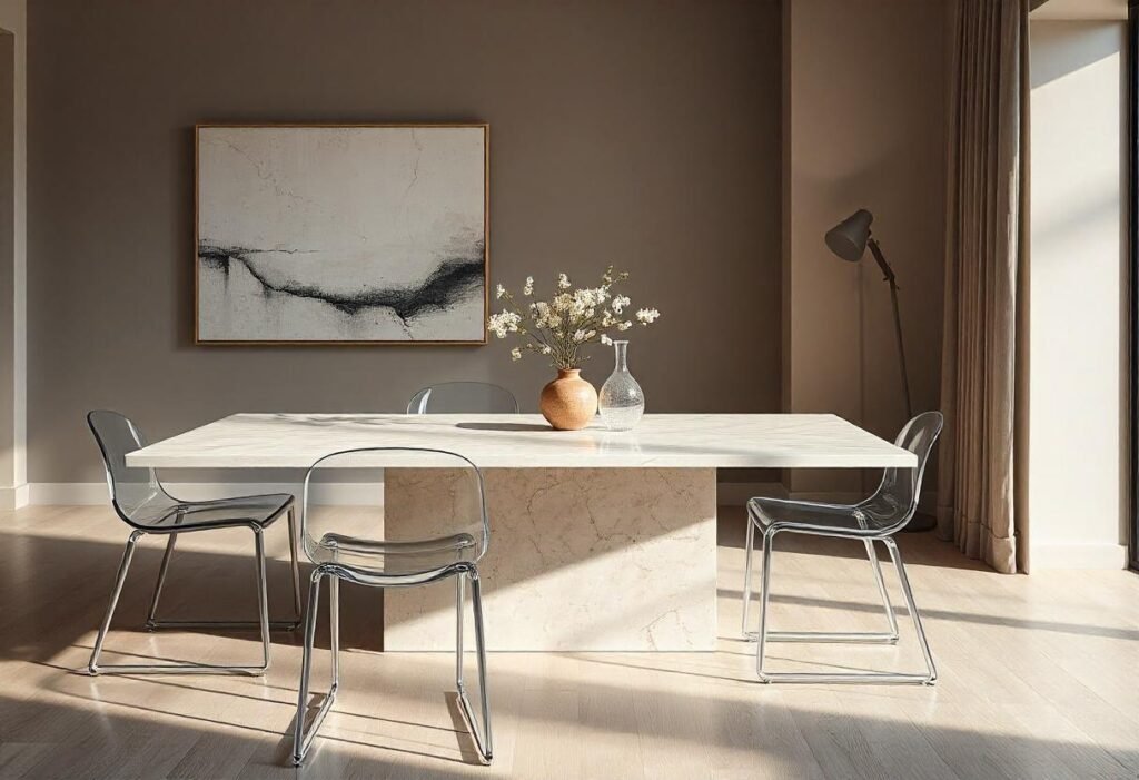 Table à manger en travertin