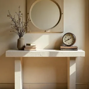 Console en travertin Rectangulaire épais 2 pieds épais | Calista