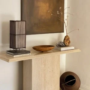 Console en travertin plateau fin pied large | Antéa