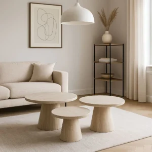 Tables basses gigognes en travertin | Trilogia